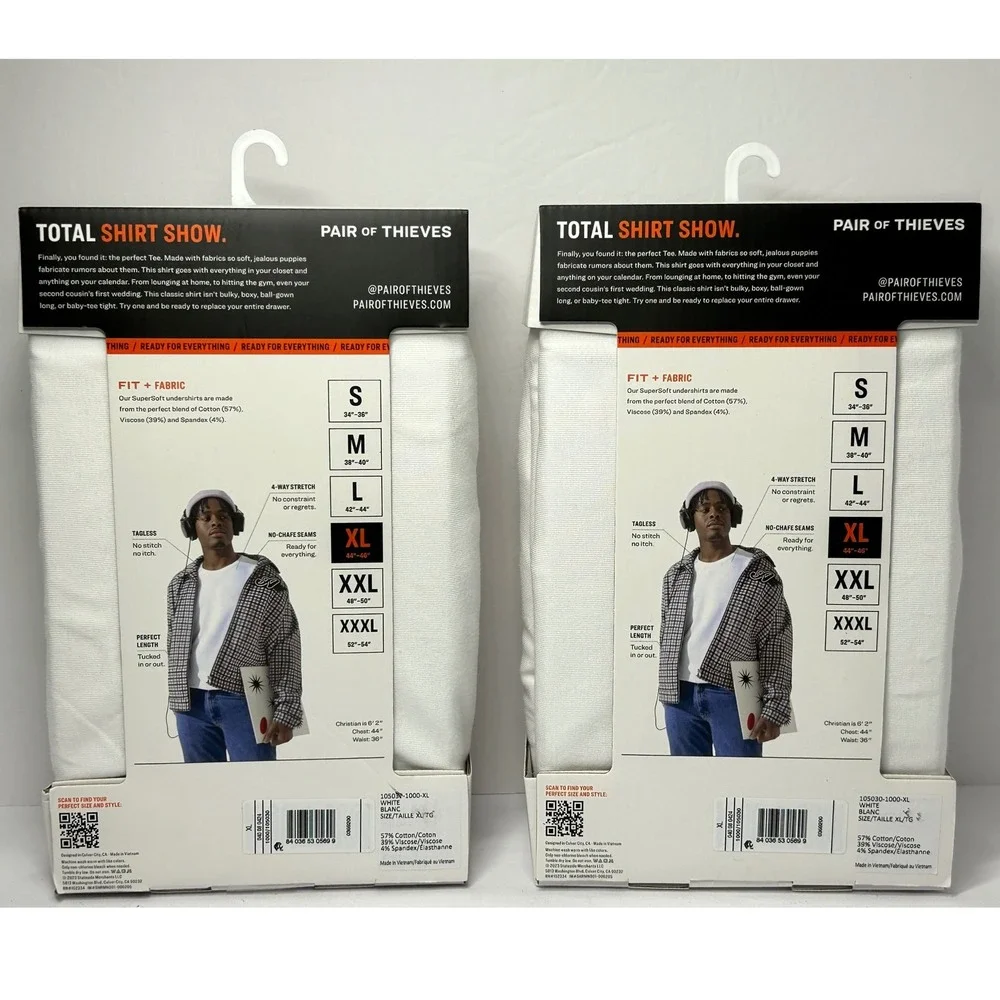 Pair of‎ Thieves Supersoft Classic Tee 2 Pack White XL Men's T-Shirt